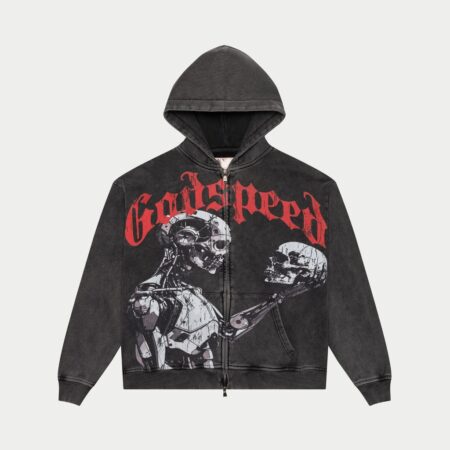 God Speed Mankind vs Ai Zip Up Hoodie (Grey Wash)
