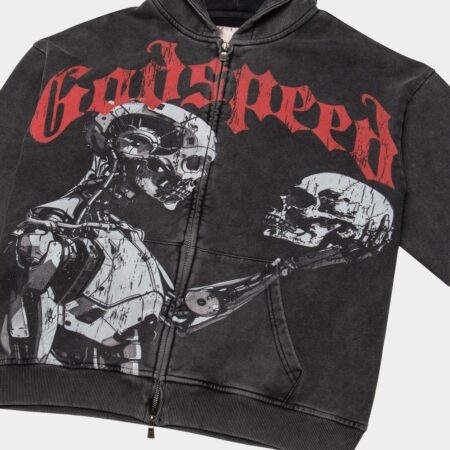 God Speed Mankind vs Ai Zip Up Hoodie (Grey Wash)