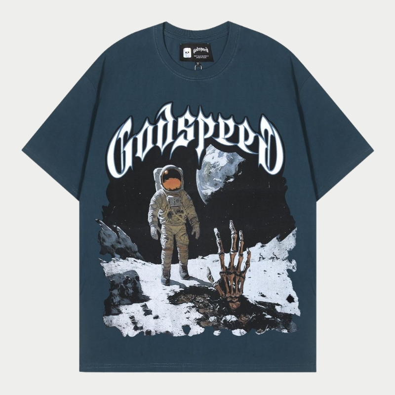 Godspeed-Moonwalker-Astronaut-Graphic-Teal-Tee Godspeed Moonwalker Astronaut Graphic Teal Tee