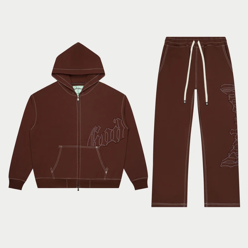 Godspeed-OG-Logo-Stitched-Mocha-Sweatsuit Godspeed OG Logo Stitched Mocha Sweatsuit