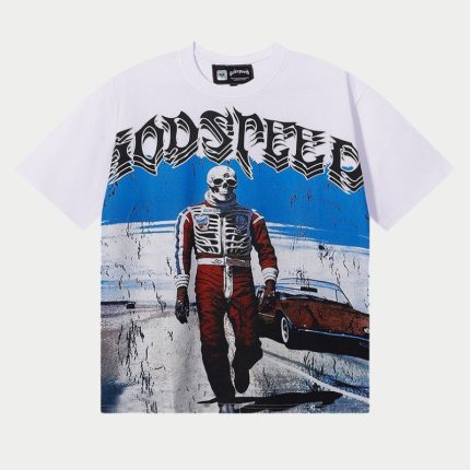 Godspeed Skeleton Racer Vintage White Graphic Tee
